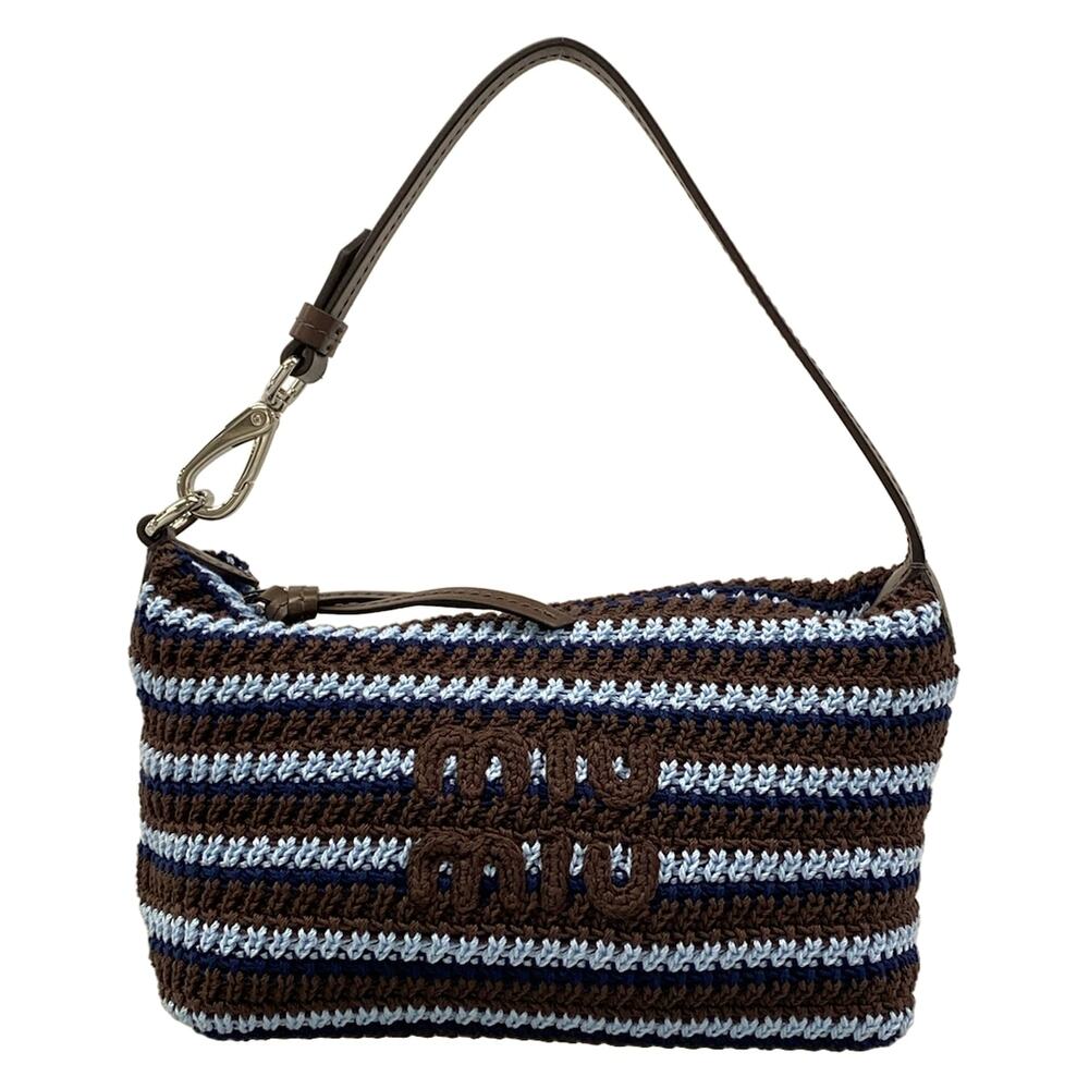 Miu Miu Spirit Handbag 5NE841 Dark Brown Light Blue Dark Navy
